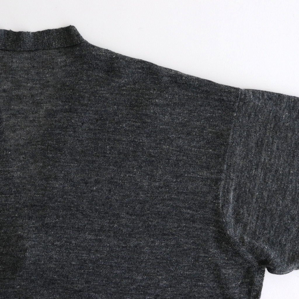 12GG 1PLY LINEN PLAIN V-NECK 1 BUTTON CARDIGAN #9800 CHARCOAL [GNSL23302]
