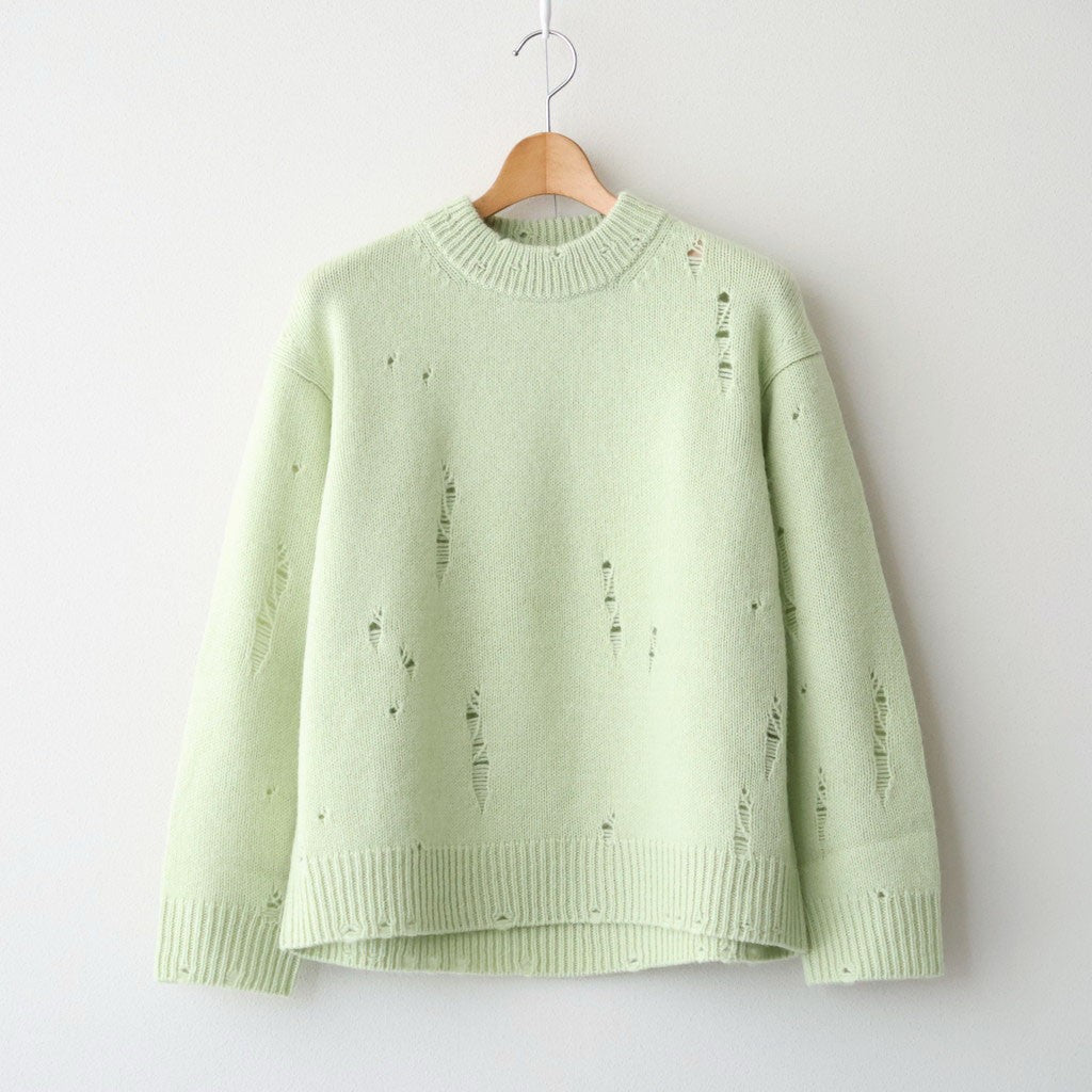 royal baby alpaca damage pattern-knit P/O #light melon green [WXFL-UW130]
