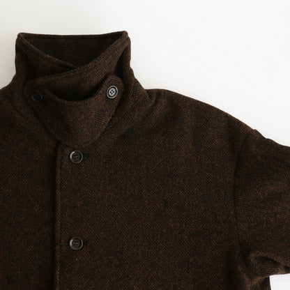 Bishu original wool herringbone stand collar coat #brown herringbone [TS243CO080]