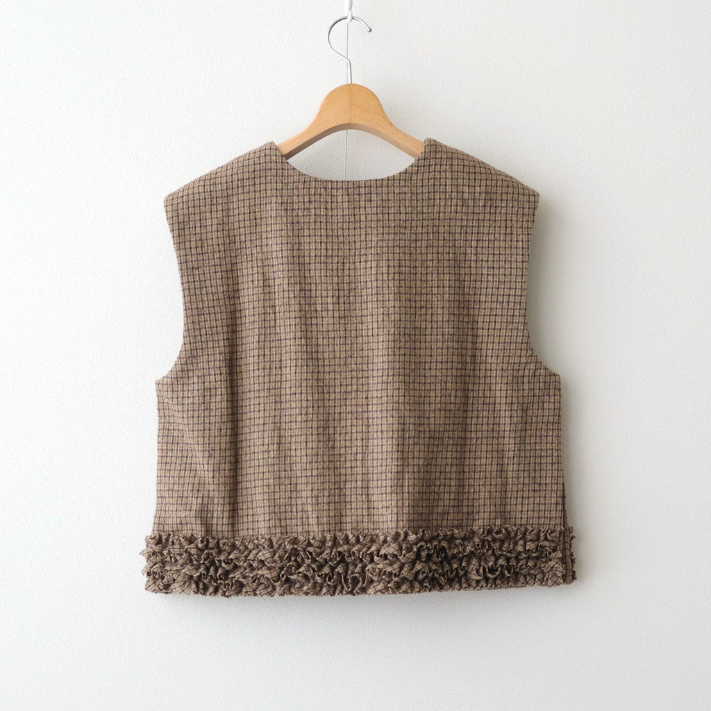 C/W FRILL DECORATION BUTTON BIB #Check [no.7698]