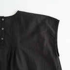 80s VOILE PLAIN WITH CUT WORK LACE CREW NECK FRENCH/SL SHIRTS WITH PINTUCK #9900 BLACK [INSL26342]