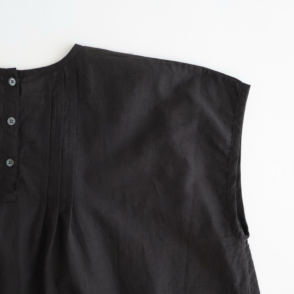 80s VOILE PLAIN WITH CUT WORK LACE CREW NECK FRENCH/SL SHIRTS WITH PINTUCK #9900 BLACK [INSL26342]