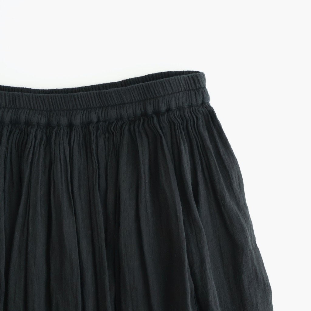 60s AUTOLOOM LINEN/COTTON PLAIN OVERDYE GATHERED SKIRT #9900 BLACK [INMDS26012D]