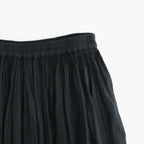 60s AUTOLOOM LINEN/COTTON PLAIN OVERDYE GATHERED SKIRT #9900 BLACK [INMDS26012D]