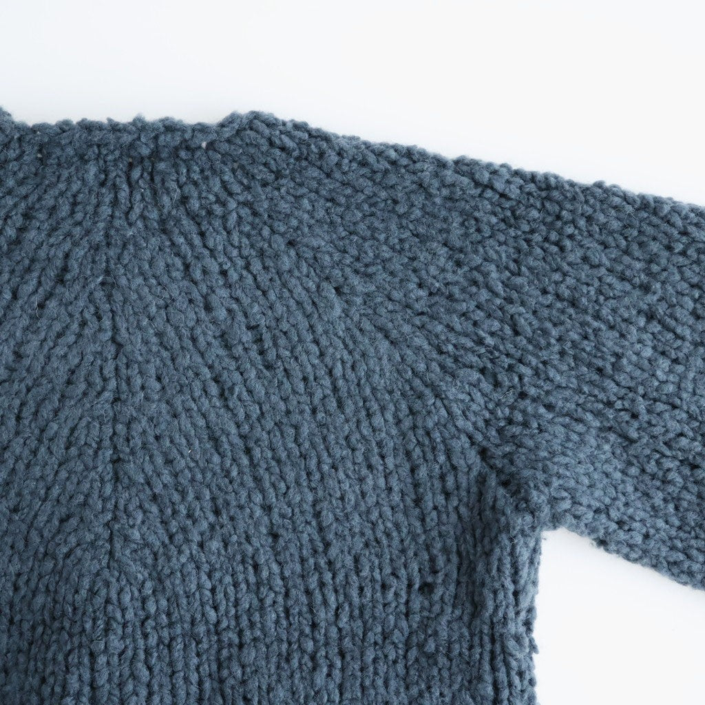 british super down slub felt yarn hand-knit cardigan #dark teal [WXFL-UW127]