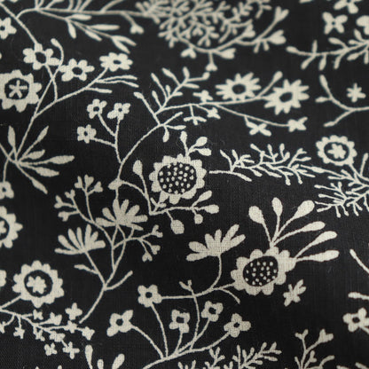 COTTON SLUB SMALL FLOWER PRINT BACK OPENING SMOCK #9982 BLK (BLACK x BEIGE PRINT) [NSL25572]