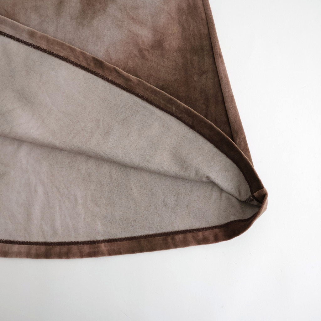 tie-dyed cotton velour flared skirt #cocoa brown × gray [WXFL-UW117]