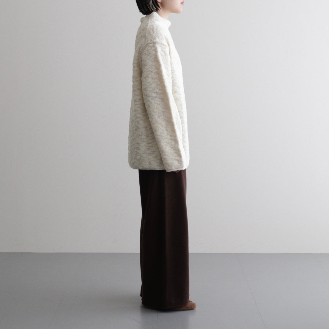 random wool & woolen cotton high-neck P/O #off white [WVFL-UW121]