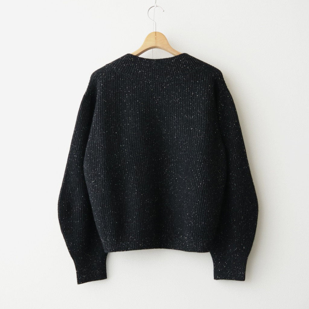 woolen cotton & silk nep wool tweed-knit P/O #black tweed [WXFL-UW124]