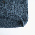 british super down slub felt yarn hand-knit cardigan #dark teal [WXFL-UW127]