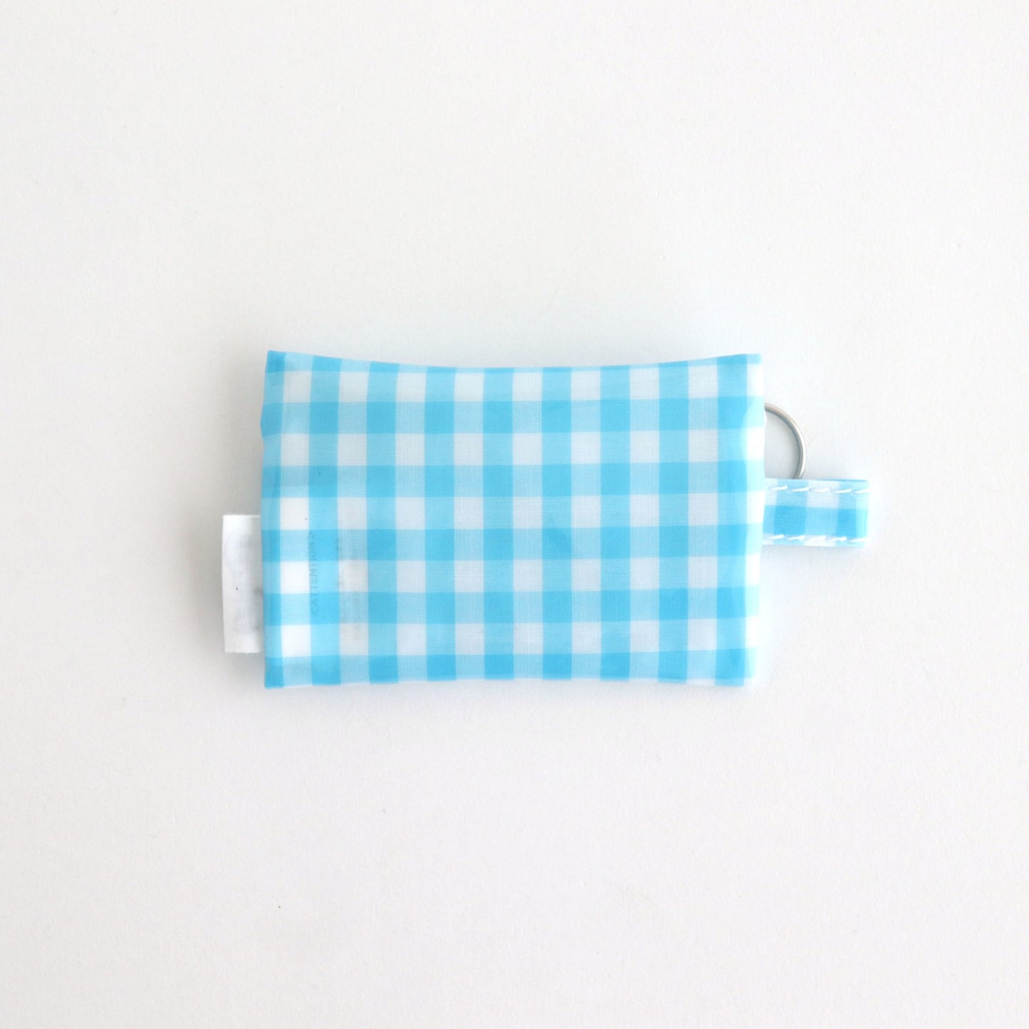 FLAT POUCH MINI #GINGHAM SAX [TMB-2352A]