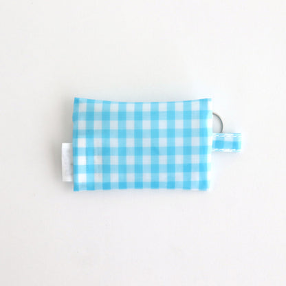 FLAT POUCH MINI #GINGHAM SAX [TMB-2352A]