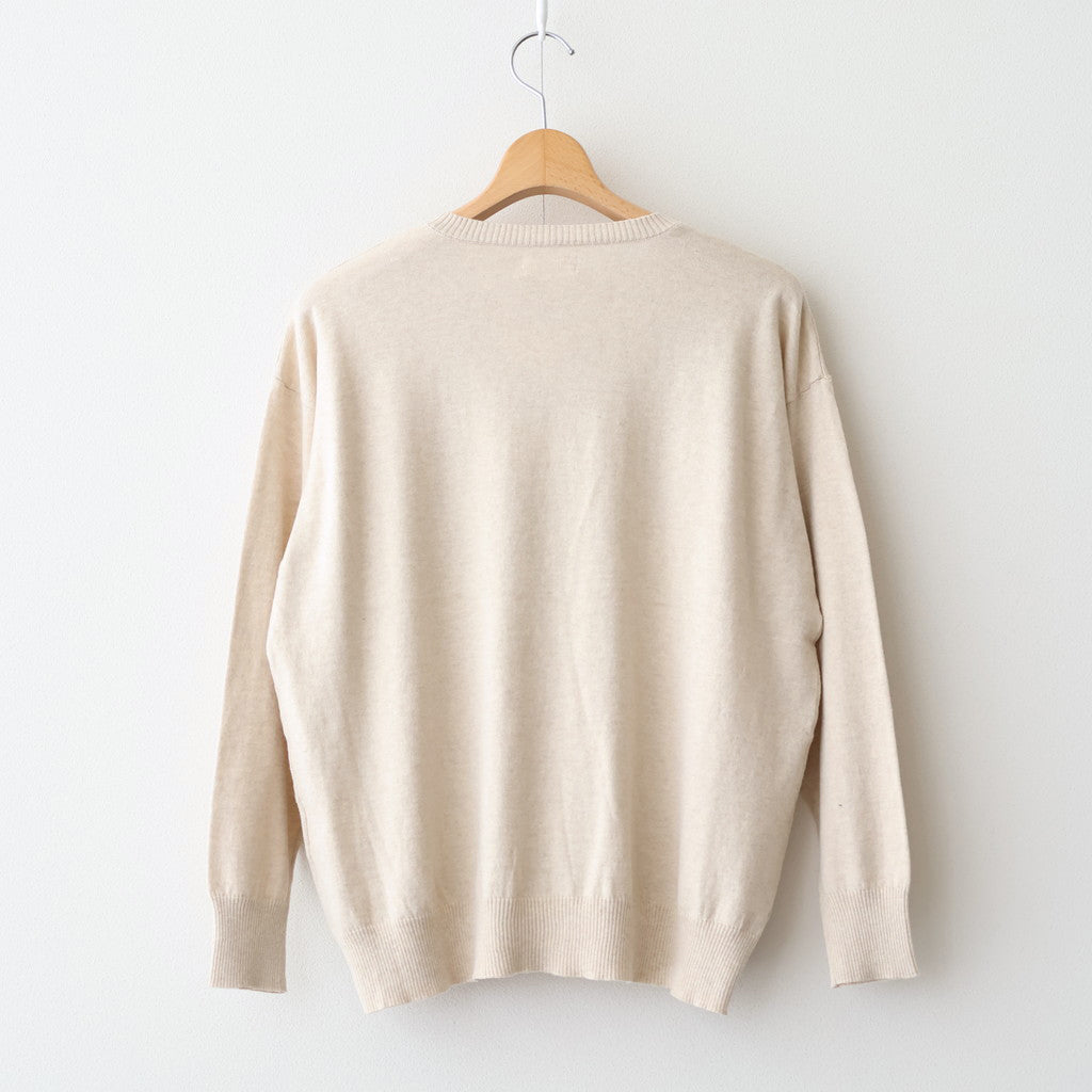 14GG 2PLY PLAIN STITCH COTTON/WOOL/CASHMER CREW-NECK PULLOVER #8100 NATURAL [GNSL24542]