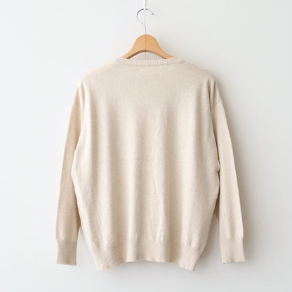 14GG 2PLY PLAIN STITCH COTTON/WOOL/CASHMER CREW-NECK PULLOVER #8100 NATURAL [GNSL24542]