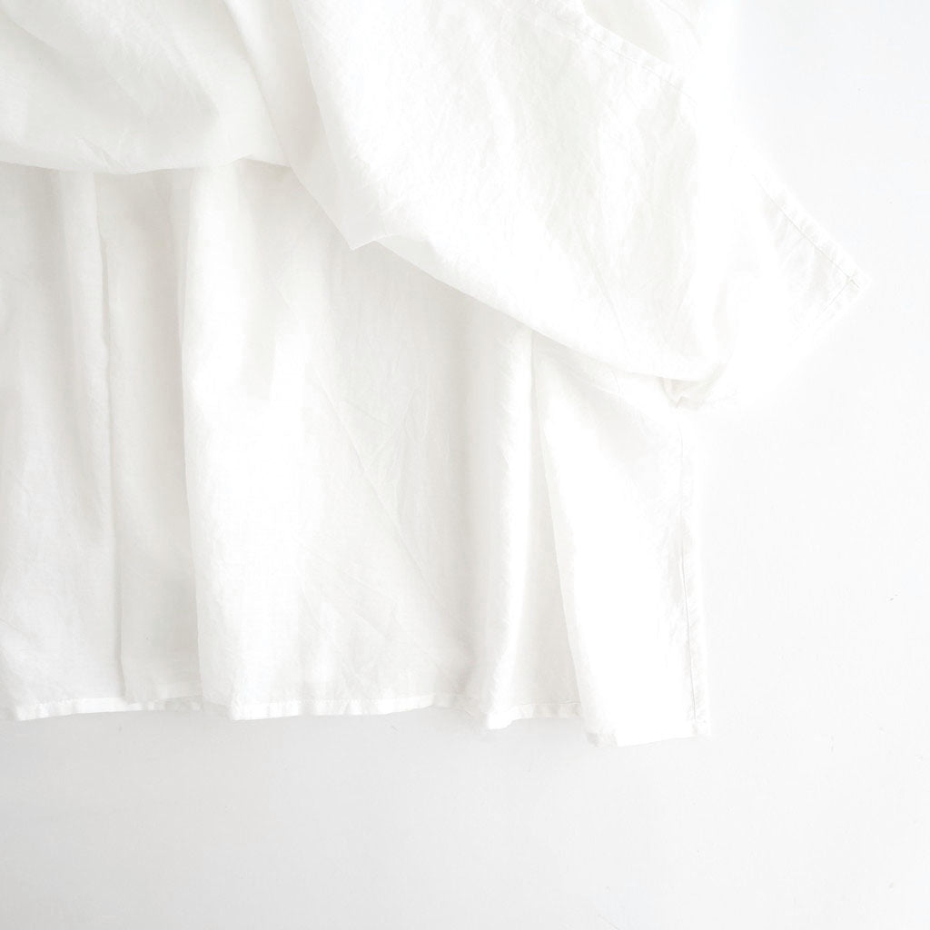 80s COTTON VOILE LACE LACE&STRING COLLAR GATHERED SHIRT #9100 WHT (OFF WHITE) [NSL26092]