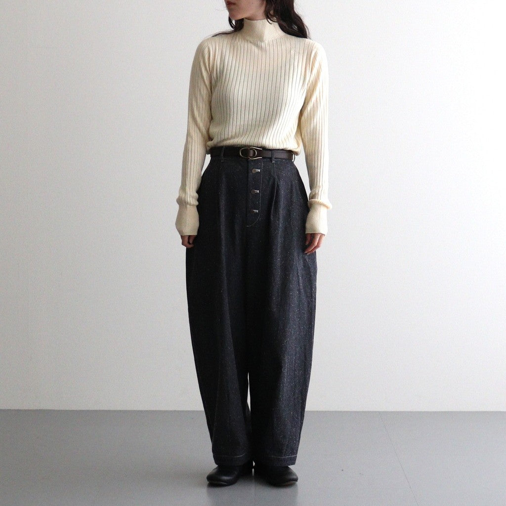 夜の散歩 Wide tapered trousers #Black [26F-PT062-CSD]