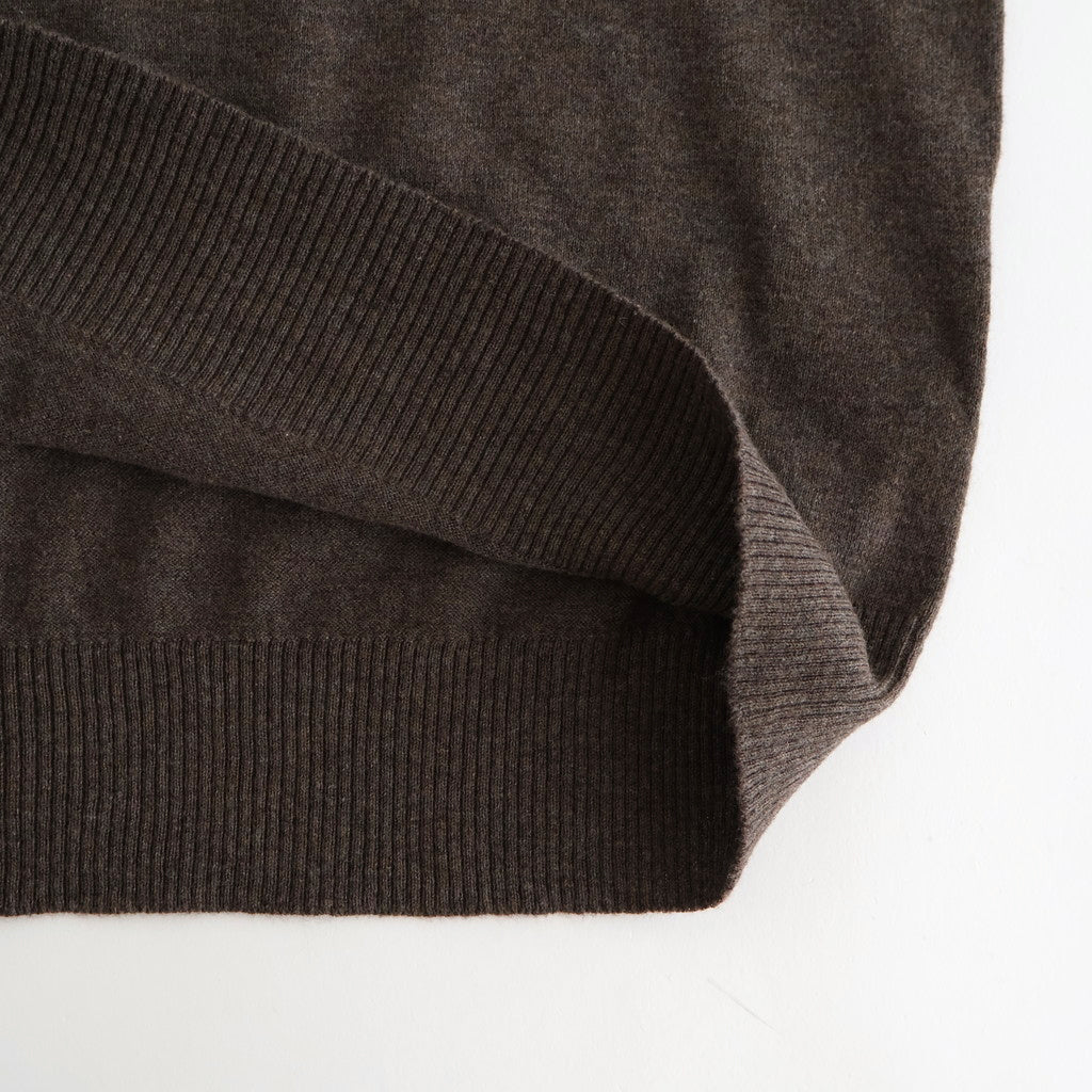 14GG 2PLY PLAIN STITCH COTTON/WOOL/CASHMER CREW-NECK PULLOVER #8600 BROWN [GNSL24542]