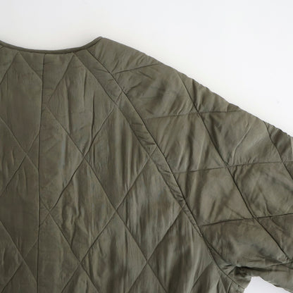 PADDED BANGALORE SILK PLAIN FRONT BUTTON SHORT COAT #4750 OLV (DK.OLIVE) [NMDS25582]