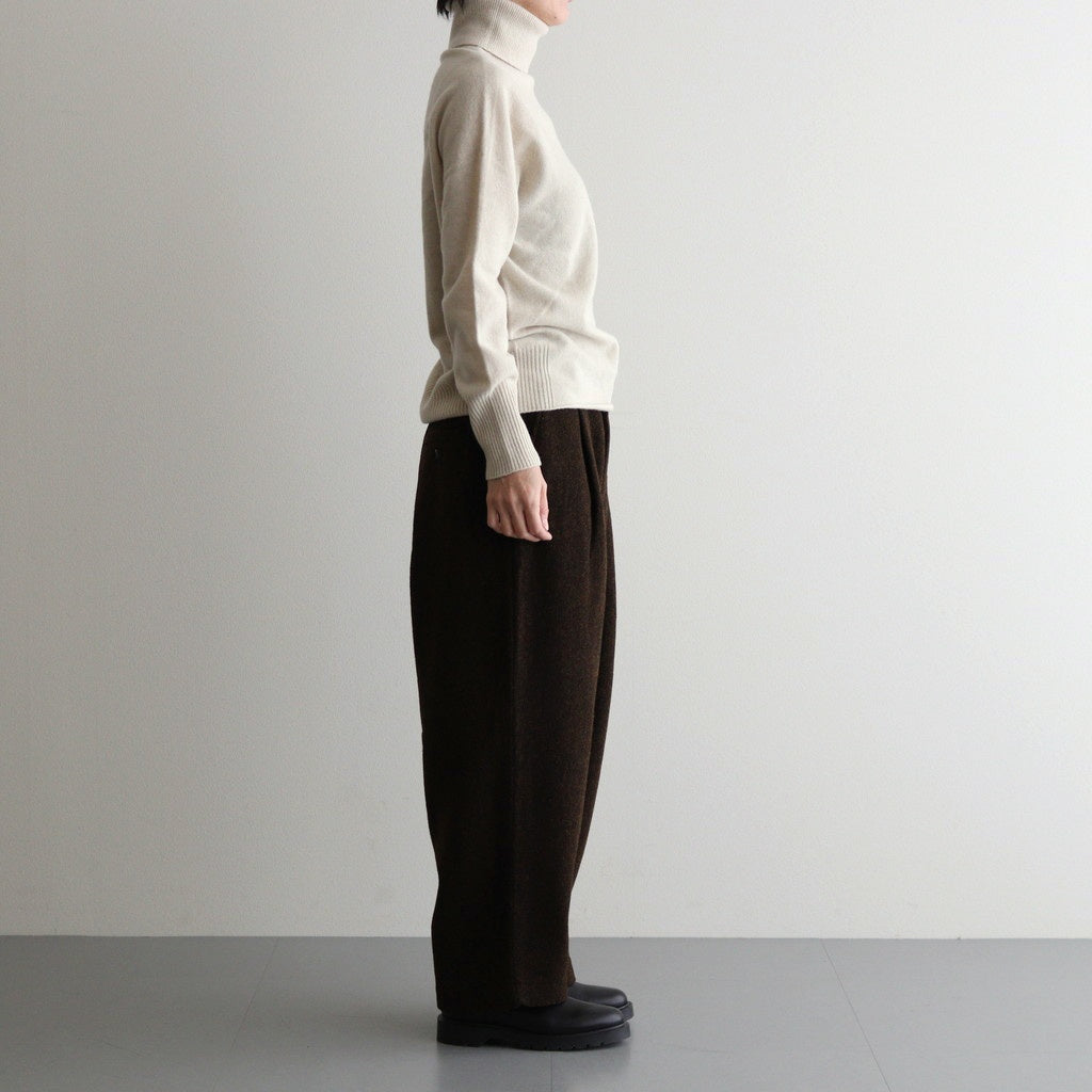Bishu original wool herringbone tuck pants #brown herringbone [TS243PT099]