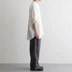 AUTO LOOM LINEN/COTTON PLAIN OVERDYE OPEN COLLAR S/SL SHIRTS #9000 WHITE(WASHED) [IMDSH2612LCD]