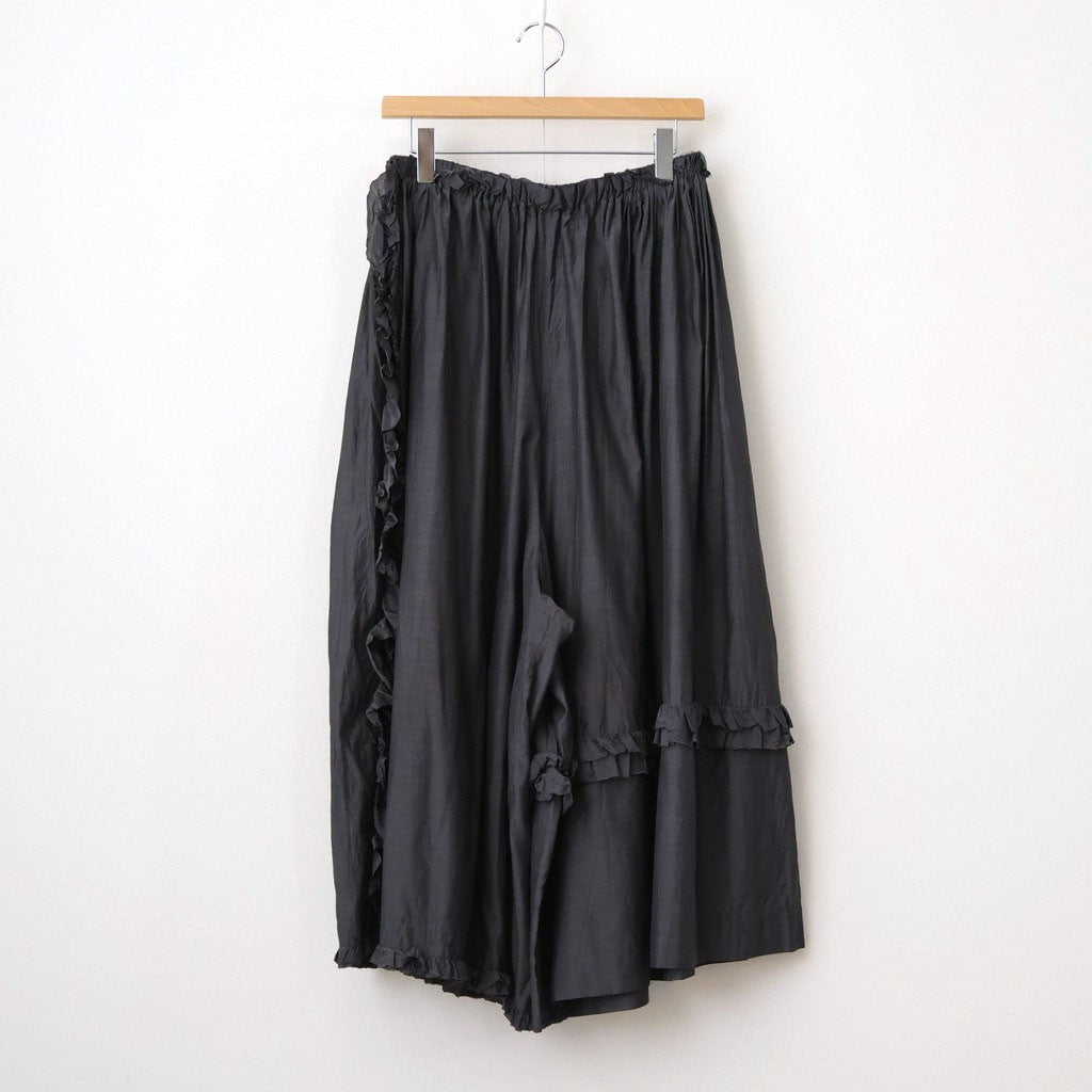 葉影のリズム： Frill gathered pants #earth charcoal [11261-02213]