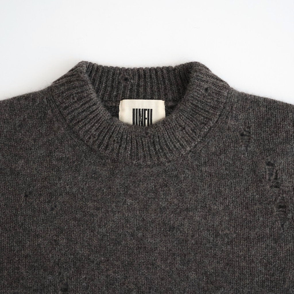 royal baby alpaca damage pattern-knit P/O #melange dark brown [WXFL-UW130]
