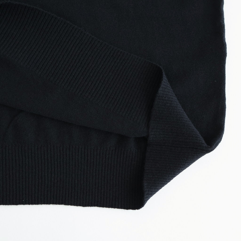 14GG 2PLY PLAIN STITCH COTTON/WOOL/CASHMER CREW-NECK PULLOVER #9900 BLACK [GNSL24542]
