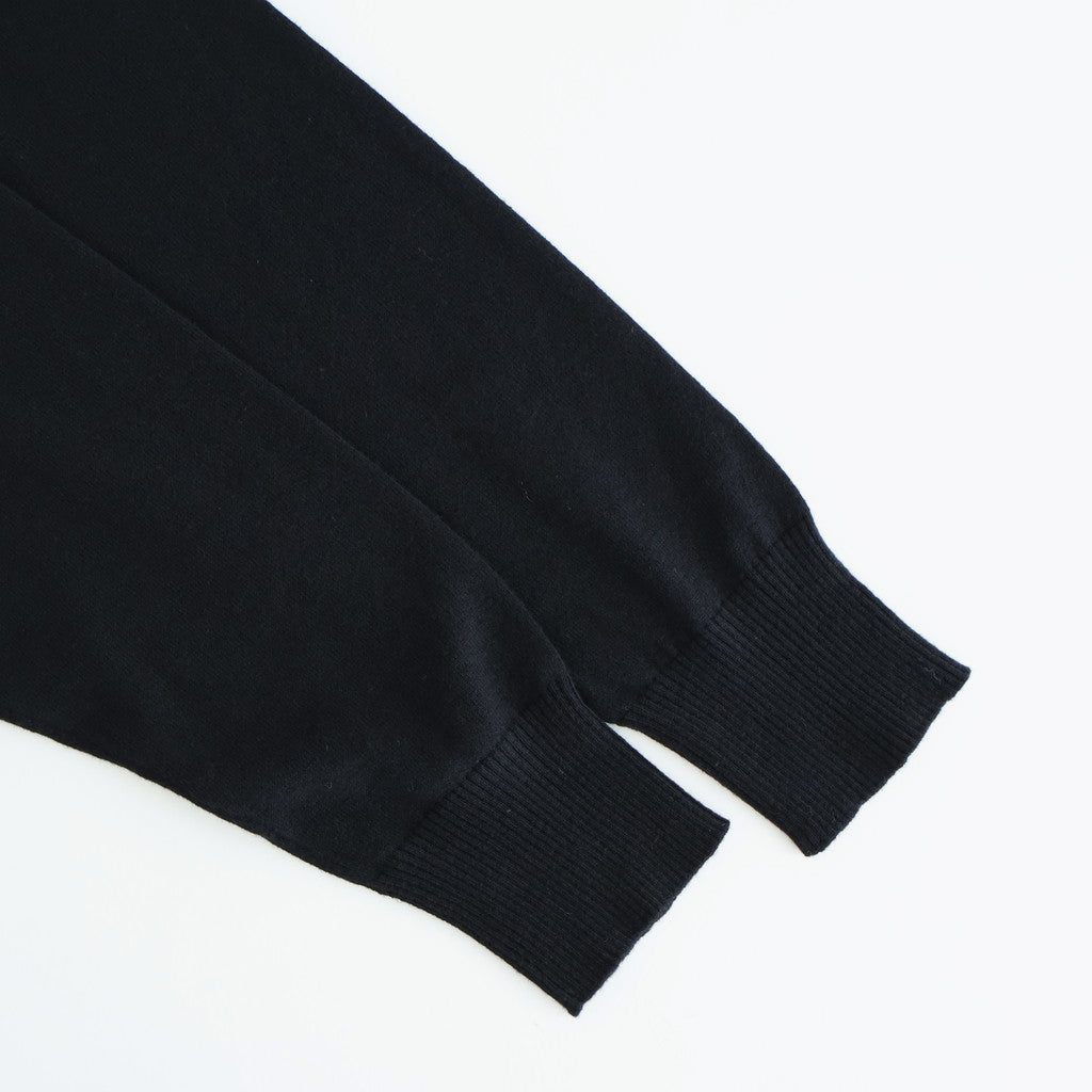14GG 2PLY PLAIN STITCH COTTON/WOOL/CASHMER CREW-NECK PULLOVER #9900 BLACK [GNSL24542]