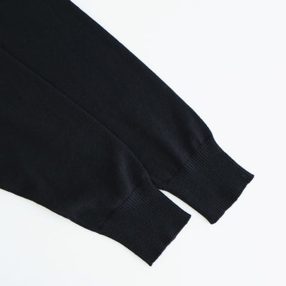 14GG 2PLY PLAIN STITCH COTTON/WOOL/CASHMER CREW-NECK PULLOVER #9900 BLACK [GNSL24542]