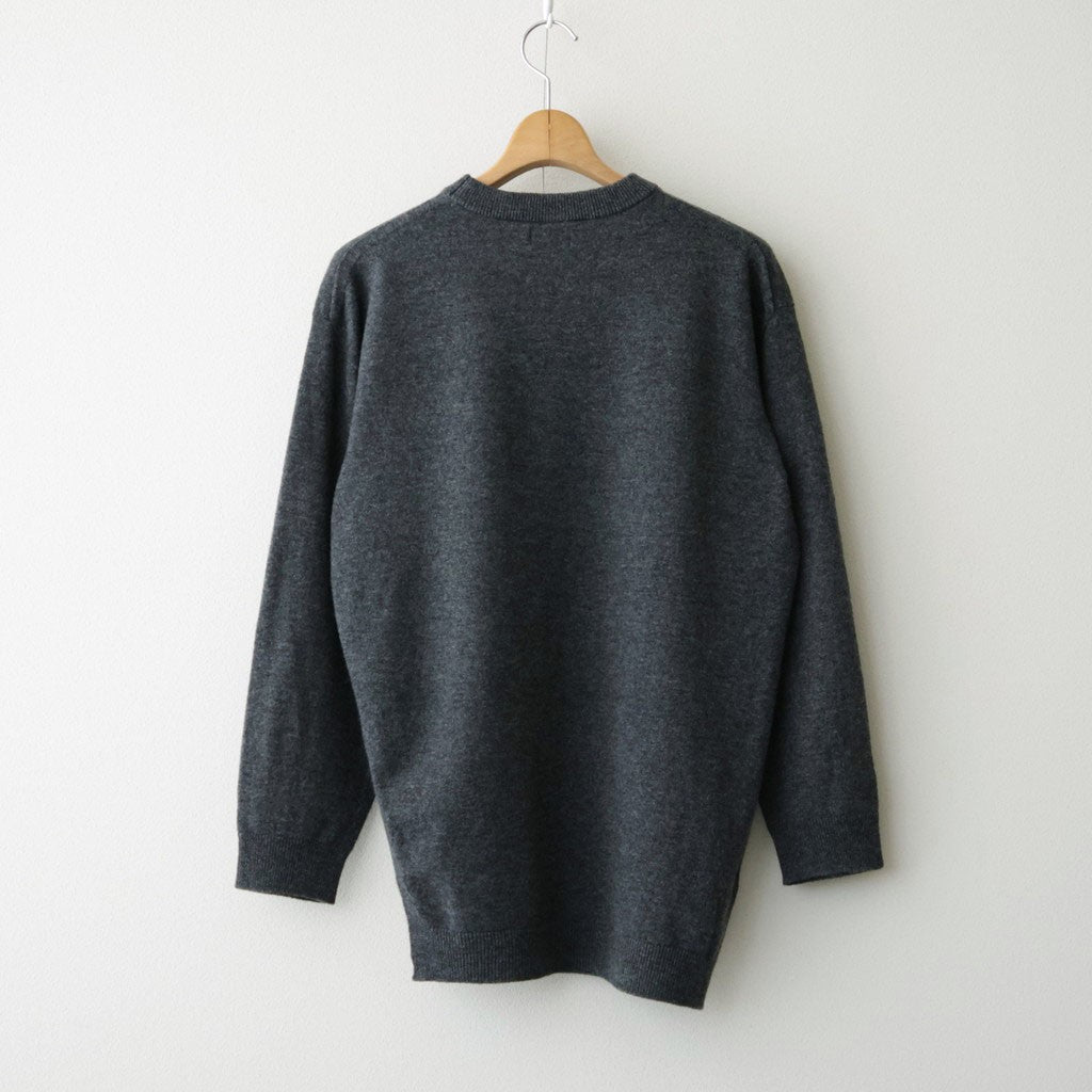 ex super fine woolen wool high-gauge knit P/O #melange charcoal gray [WXFL-UW120]
