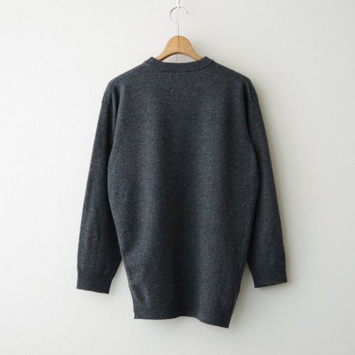 ex super fine woolen wool high-gauge knit P/O #melange charcoal gray [WXFL-UW120]