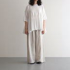80s VOILE PLAIN WITH CUT WORK LACE EASY PANTS #8200 LT.BEIGE [INSL23224]