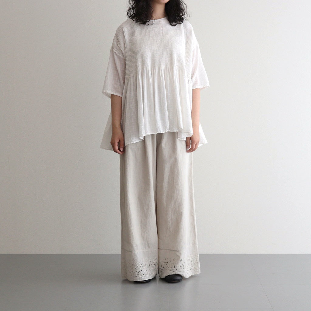 80s VOILE PLAIN WITH CUT WORK LACE EASY PANTS #8200 LT.BEIGE [INSL23224]
