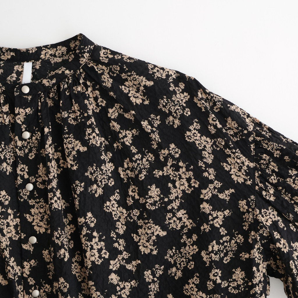 フラワープリント/ナチュラルタイプライター バンドカラーシャーリングBL #021 ウェーブフラワーモカ [PA260BL029]