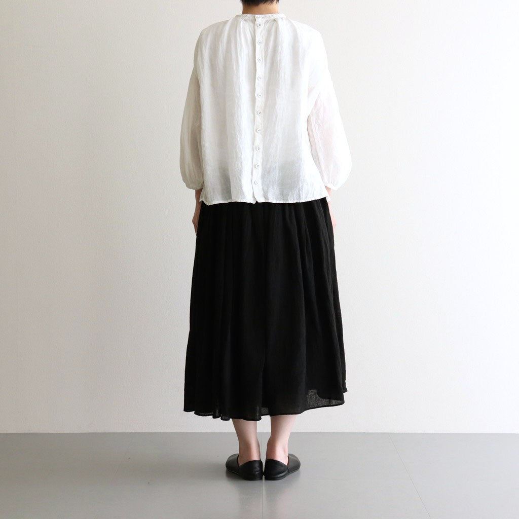 LINEN HEMP GATHER SKIRT #Black [no.7424]