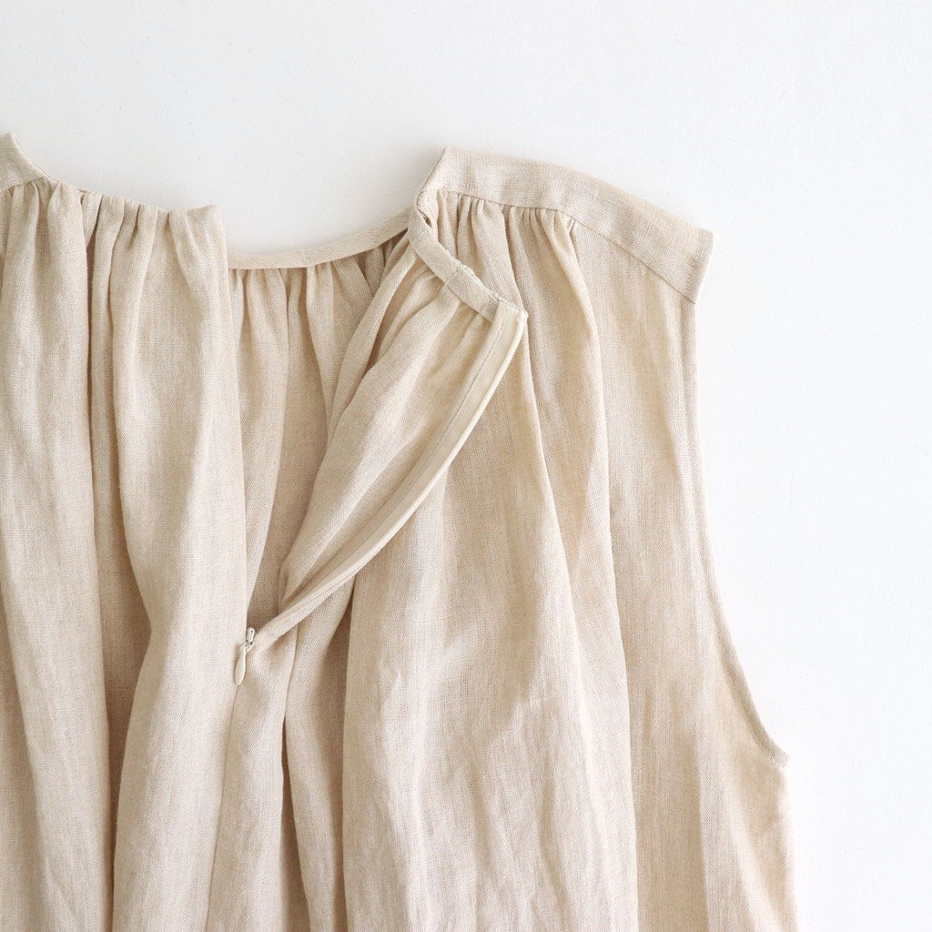DENSELY LINEN GATHER DRESS #Antique White [no.7310]