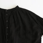 LINEN HEMP SMOCK BLOUSE #Black [no.7421]