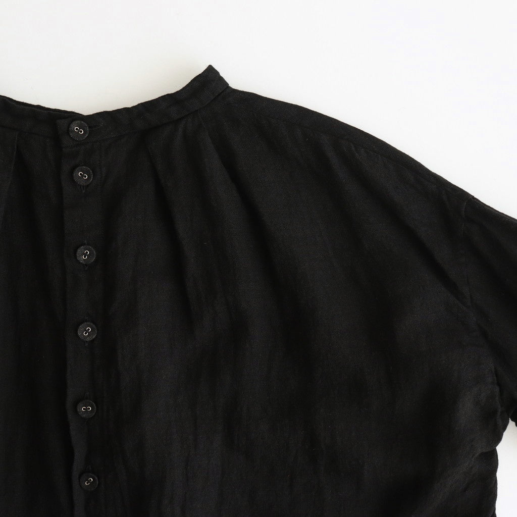 LINEN HEMP SMOCK BLOUSE #Black [no.7421]