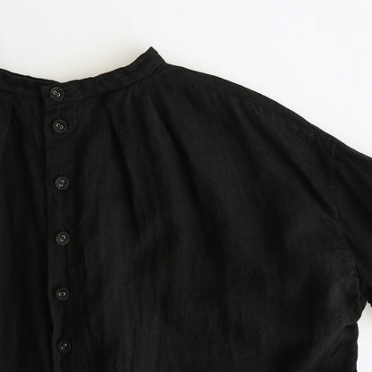 LINEN HEMP SMOCK BLOUSE #Black [no.7421]