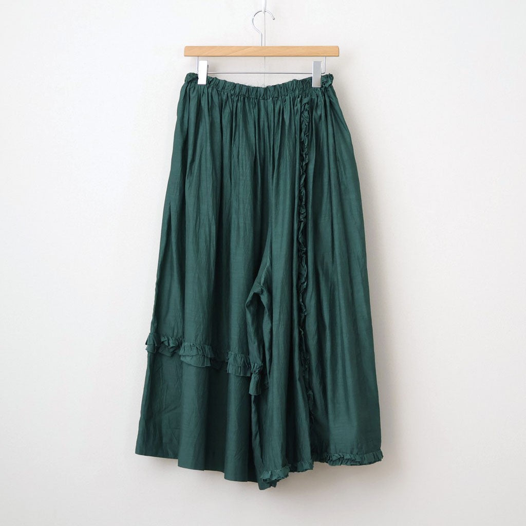 葉影のリズム： Frill gathered pants #forest green [11261-02213]