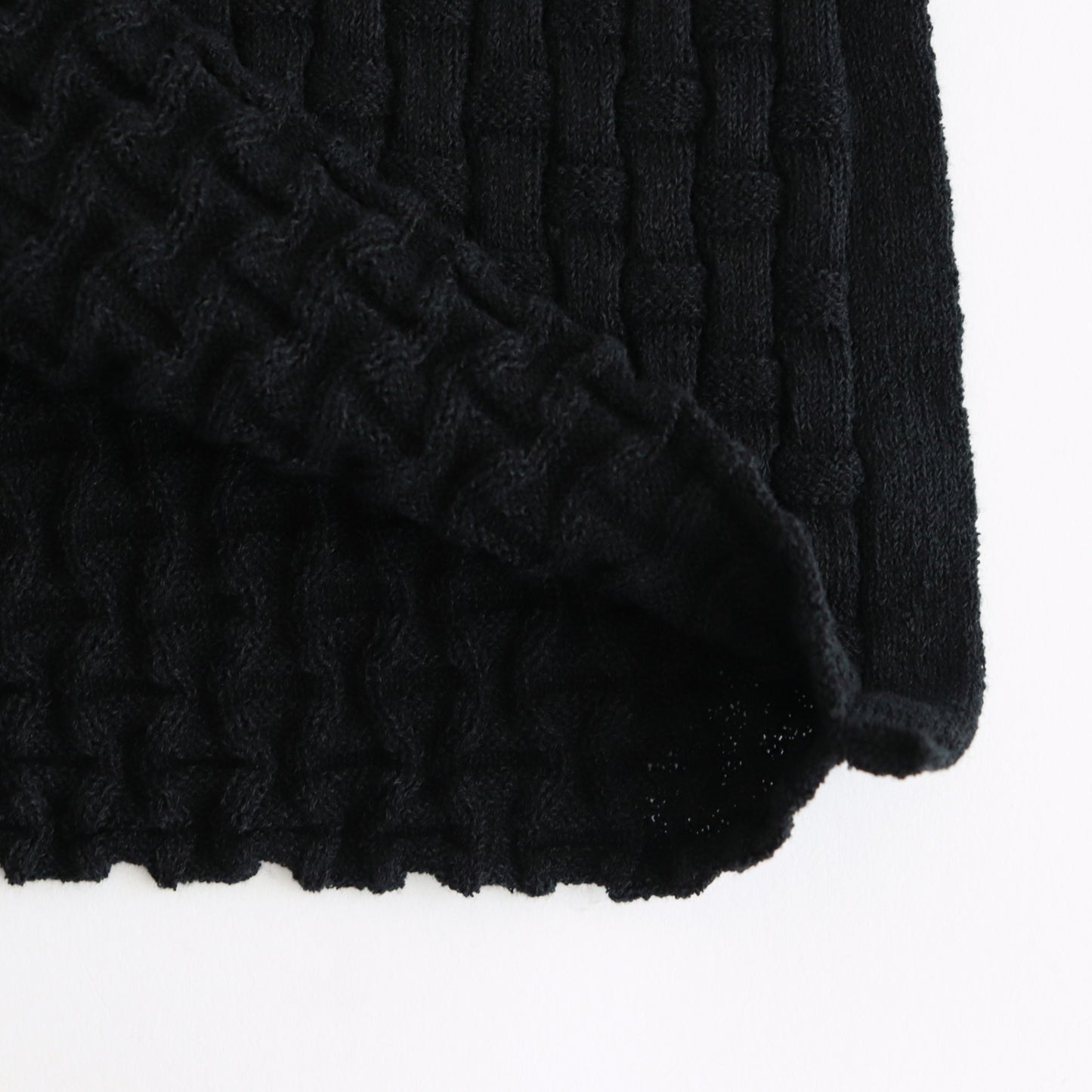 Cotton-boucle Basket Top #Black [oni050]