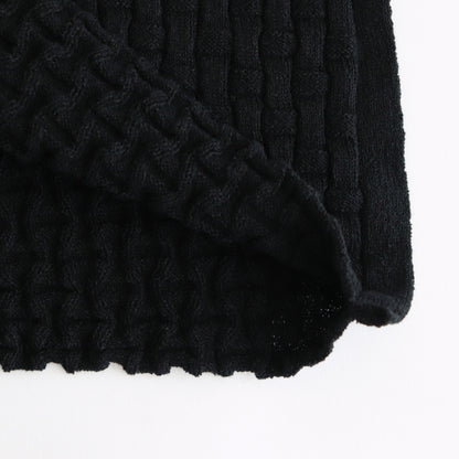 Cotton-boucle Basket Top #Black [oni050]