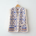 Panier de fleurs no sleeve cardigan #blue [mdm02-11]