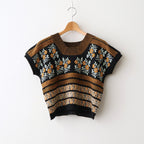 Flower Jacquard Knit Blouse #Black [261807]