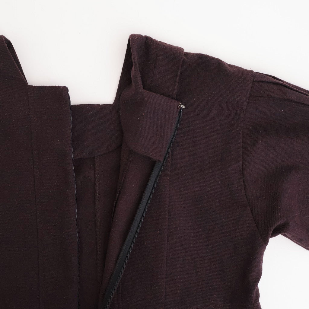 冬の肖像 Square Neck tucked dress #bordeaux [TLF-126-op006-cst]