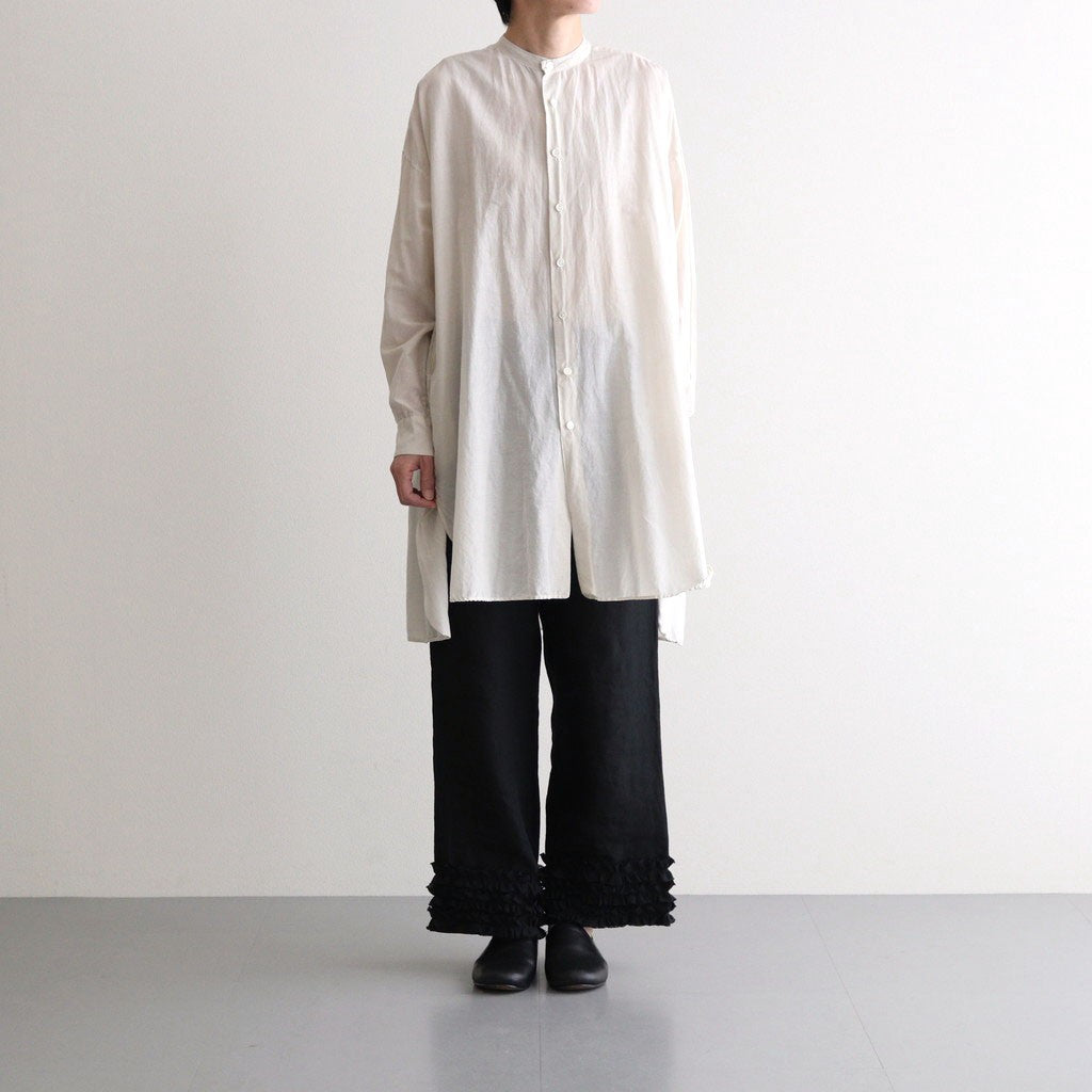 G.D COTTON SILK STAND COLLAR LONG SHIRT #Ivory [no.7366]