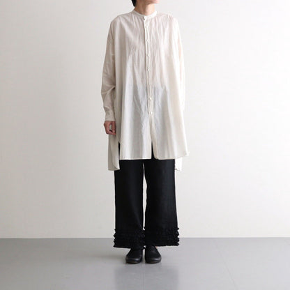 G.D COTTON SILK STAND COLLAR LONG SHIRT #Ivory [no.7366]
