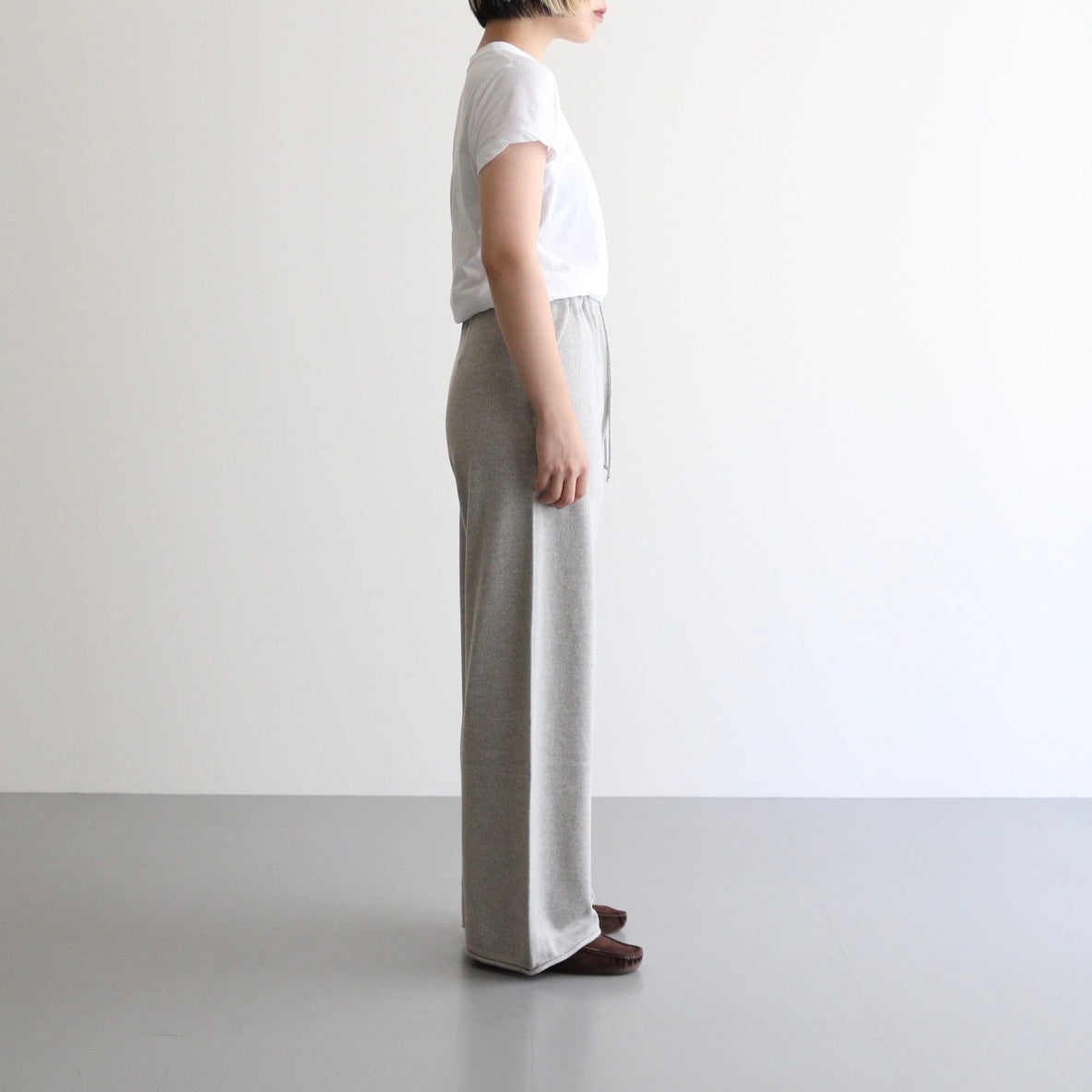 brushed silk cotton wide straight pants #gray [WVFL-UW103]