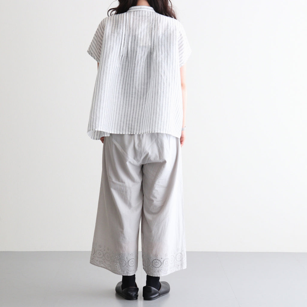 80s VOILE PLAIN WITH CUT WORK LACE EASY PANTS #9200 LT.GREY [INSL26345]