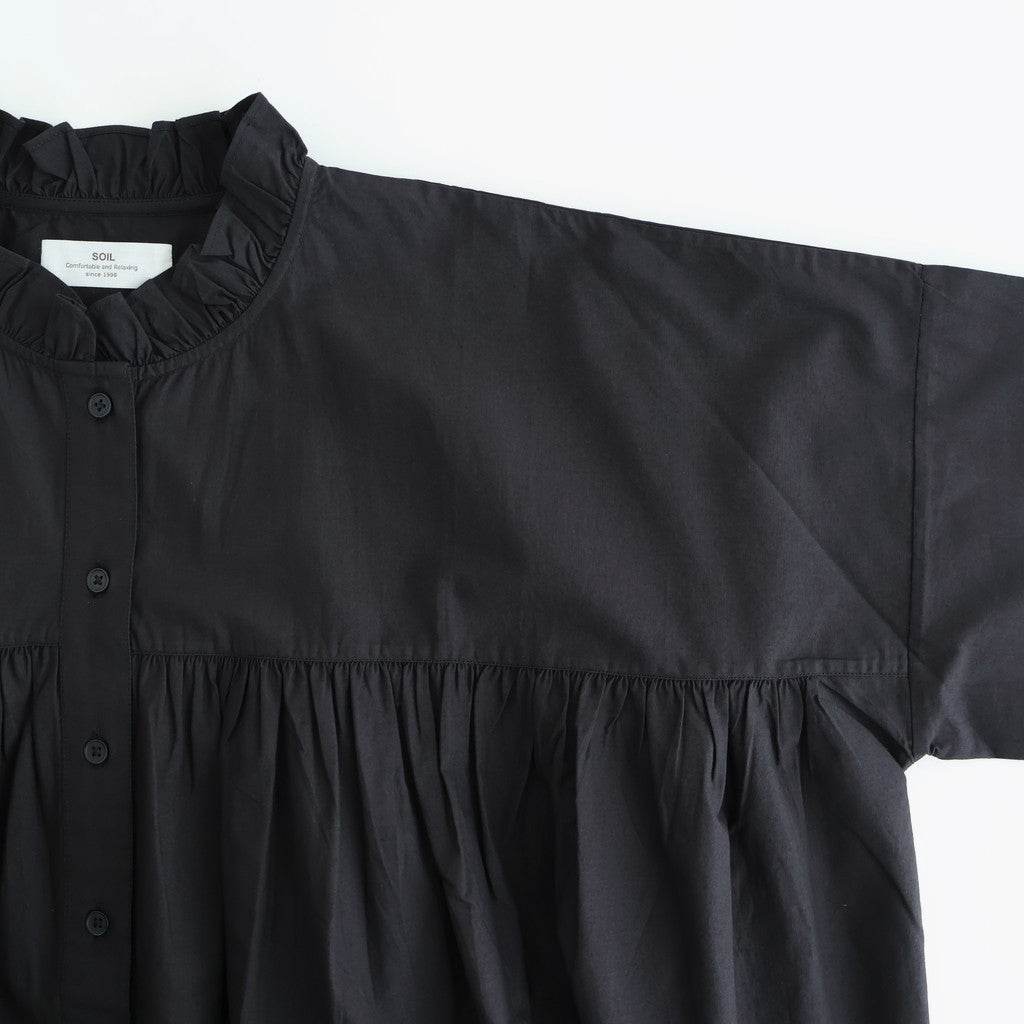40s POPLIN PLAIN FRILL COLLAR SHIRT #9900 BLACK [NSL25542]